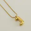 Venta Caliente Transfronteriza 26 Collares en Inglés A-Z Letra Gruesa Cadena de Serpiente Redonda Chapado en Cobre Oro de 18K Colgante de Letra Burbuja para Mujer