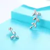 Pendientes Asimétricos de Hoja de Plata Pura S999 para Mujer, Pendientes de Rama Frescos y Sencillos, Pequeños y Delicados Accesorios para Orejas
