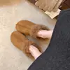 Elegantes Pantufas Meias de Lã Planas para Mulheres 2026 Novo Estilo de Inverno Plus Veludo Quente Confortável Bico Fechado Sapatos Pantufa de Algodão