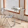 Mesa dobrável transparente acrílica vintage, estilo moderno e na moda, conjunto de mesa e cadeira portátil para varanda de casa, mesa de centro nórdica