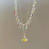 Collar Saturno de Zirconia de Colores para Niña Fortune House Cadena para Clavícula de Verano para Mujer Apilamiento Dopamina Collar de Gama Alta