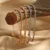 Pulsera minimalista personalizada de acero de titanio con chapado en oro PVD, estilo ins europeo y americano, pulsera apilable de lujo ligero, cadena lisa versátil, joyería