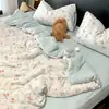 Sábana de Algodón Puro de Doble Capa de Grado A para Maternidad e Infancia, Amigable con la Piel, para Dormitorio de Estudiantes, Cama Individual Infantil, Sábana Ajustable y Funda de Edredón