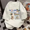 Camiseta Manga Curta Oversize Estilo Coreano Estampa Divertida Graffiti Verão Ins Design de Nicho Estilo Casal Top Tendência