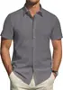 Comercio Exterior Transfronterizo Estilo Nuevo de Verano para Hombre Camisa de Manga Corta de Color Sólido Cardigan de Moda Camisa Casual Camisa Formal de Negocios Venta al por Mayor