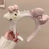 Faixa de cabeça fofa com orelhas de panda para lavar o rosto, faixa de cabeça de pelúcia de desenho animado com coroa alta para mulheres, faixa para maquiagem e lavar o cabelo, acessório de cabelo