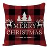 Amazon Venta Caliente Navidad Nuevo Alce Cuadros Pino Coche Sofá Funda de Cojín Lino Funda de Almohada Venta al por Mayor