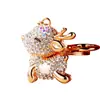 Llavero de Ciervo Sika de la Suerte Incrustado con Diamantes Estilo Chino Colgante para Bolso de Mujer Anillo de Llavero Metálico Regalo de Negocios
