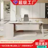 Escritorio Ejecutivo Minimalista Moderno con Gabinete de Almacenamiento, Juego de Escritorio y Silla de Oficina de Alta Gama para Gerente