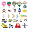 Parche de tela bordado con respaldo autoadhesivo, globo aerostático, astronauta, caricatura, bordado para computadora, parche de ropa de comercio exterior transfronterizo