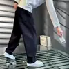 Calça de moletom masculina com barra curva, popular 2026 nova tendência reta solta casual, calça esportiva masculina de primavera e outono