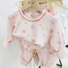 Pijama e Roupa de Casa Infantis Sem Costura Antibacteriana de Lycra para Primavera, Outono e Inverno com Estampas de Desenhos Animados para Crianças Pequenas e de Meia-Idade