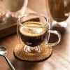 Caneca de vidro de camada dupla com alça, vidro de borossilicato alto, para uso doméstico, suco, leite, café, formato de ovo redondo, transparente, para chá