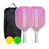 Palas de pickleball fabricadas en fábrica, con material de fibra de vidrio, paneles de nido de abeja y diseños impresos coloridos, adecuadas tanto para deportes de interior como de exterior