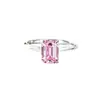 Anillo de Corte Esmeralda para Mujer, Anillo Pagoda de Diamante Rosa de Alto Carbono, Anillo de Diamante, Anillo de Boda, Anillo de Piedra Preciosa de Color Europeo y Americano, Artículo Más Vendido