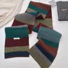 Bufanda de Lujo Ligero Inspirada en Celebridades, Alta Calidad, Rayas Retro con Bloques de Color para Mujer, 100% Lana Pura, Estilo Academia Británica, Invierno