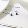 Brincos Quadrados Azuis Exquisitos e Etéreos para Mulheres, Estilo Coreano, Design Único e Versátil, Brincos de Nicho