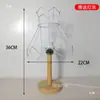 Lámpara de Mesa de Madera Maciza Hecha a Mano DIY Portalámparas de Cuerda de Algodón Tejida Paquete Tejido de Ratán Libro Rojo Pequeño Cuadros de Abuela Accesorios de Material de Ganchillo