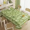 Mantel de PVC Estilo Pastoral Fresco Mariposa Verde Impermeable, Resistente al Aceite, Resistente al Calor para Mesa de Comedor Rectangular del Hogar