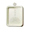 Concha Tangka, Caixa Redonda de Aço Titânio Branco-Amarelo, Caixa Gawu de Lado Único/Dupla Face, Caixa de Metal Estilo Tibetano, Caixa de Amuleto Buda do Zodíaco