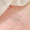 Colar S925 de prata esterlina estilo coreano transfronteiriço com espigas de trigo cravejadas de diamantes e franjas, uma corrente de clavícula versátil, direto do fabricante para atacado