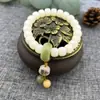 Pulsera Anillo Corredizo Ruyi de Jade Blanco Bodhi Estilo Xiangji Círculo Único Raíz de Bodhi Envuelta Alrededor del Dedo Suave Estilo Nacional Pulsera de Mano al por Mayor