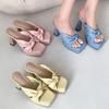 Pantuflas de Tacón Alto Estilo Hada Caliente Famosas en Internet para Mujer Verano para Exterior 2025 Nuevo Estilo Pantuflas de Tacón Alto con Falda