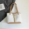 Bolso Grande para Mujer 2025 Nuevo Transfronterizo de Moda Bolso Tote con Patrón Tejido en Colores Contrastantes, Gran Capacidad, Adecuado para el Trabajo y los Trayectos, Bolso de Hombro