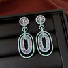 Brincos vintage de prata com zircônia quadrada e franja em gota, brincos de tarraxa luxuosos e elaborados, acessórios de orelha únicos e exagerados