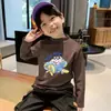 Blusa Térmica de Fleece Infantil Gola Meia-Alta Roupa de Baixo Outono Roupa de Inverno Camiseta Manga Longa Meninos Crianças de Meia-Idade e Mais Velhas Top Quente com Desenho