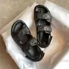 Sandálias Esportivas Casuais de Pele de Ovelha com Solado Grosso para Mulheres, Versáteis de Verão, Estilo Chanel, Velcro, Férias, Praia, Sapatos Plataforma
