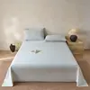 Juego de sábanas de algodón 100% teñido en hilo, mezcla de algodón y lino, algodón puro para dormitorios de estudiantes, juego de ropa de cama de tres piezas para una persona