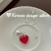 Cadena de Suéter de Diseño Estilo Ins Inspirada en Blogueros Coreanos Plata de Ley S925 Collar Sencillo de Corazón Rojo Deslizante para Apilar