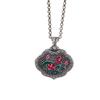 Colgante de Esmalte Plata Esterlina S999 Candado Larga Vida Estilo Corte Loto Flor de Loto Diseño de Nicho Calado Collar con Colgante