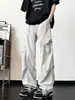 Pantalones de paracaidista plisados tipo patchwork estilo americano para hombre, pantalones rectos de secado rápido para deportes al aire libre, pantalones de trabajo holgados y transpirables de otoño