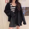 Cárdigan de Punto para Mujer, Ropa Exterior Holgada Estilo Hong Kong, Chaqueta Estilo Perezoso, Top Adelgazante