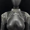 Xale com Corrente de Ombro e Franjas Estilo Europeu e Americano Transfronteiriço, Acessórios Femininos de Alto Padrão, Corrente para Corpo com Strass, Colar de Cristal, Venda Direta da Fábrica