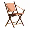 Silla plegable de cuero Monet Silla de ocio para balcón de madera maciza nórdica Silla de caza de diseñador retro
