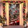 2026 Nova Cortina de Porta Banner de Natal Decoração de Fundo para Fotos ao Ar Livre com Papai Noel e Filhote