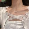 Collar con colgante de círculo de ópalo para mujer, ligero, lujoso, de nicho, con diseño avanzado, cadena de clavícula de celebridades de Internet, accesorios exquisitos que combinan con todo.