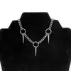 Comercio Exterior Transfronterizo, Exquisito Collar con Anillo de Forma O Puntiagudo, Joyería Alternativa Punk Goth Trash, Venta Directa del Fabricante