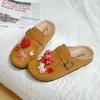 Lindas Chanclas Casuales de Dibujos Animados para Niñas Birkenstock Otoño e Invierno Shirley Rose Retro Calzado de Exterior Planos Chanclas de Punta Media