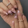 Arte de uñas hecho a mano con estampado de leopardo estilo francés y lazo 3D, un producto popular transfronterizo, puntas de uñas y pegatinas para uñas postizas, al por mayor