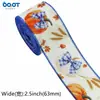 Cinta de 63 mm con alambre, diseño de cuadros azul y blanco retro, hoja de arce, para Acción de Gracias, lazo para regalo, material de embalaje
