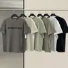 Camiseta de Manga Corta con Estampado de Silicona Niebla Doble Línea Esenciales para el Pecho Letra Verano Europeo y Americano Moderna Holgada High Street Hombre