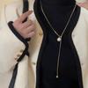 Collar con lazo de plata para mujer, estilo sencillo, estilo frío, accesorios largos, estilo coreano, elegante y a la moda, cadena de clavícula.