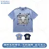 Camiseta Vintage Desbotada Cor da Marca da Moda, Camiseta de Manga Curta com Estampa Direta em Tinta Branca Pintada à Mão Desgastada, Camiseta Masculina Feita Sob Medida de Alta Resistência