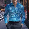 2026 Transfronteiriça Amazon Europeia e Americana Masculina Casual Confortável Gola Lapela Manga Longa Camisa Natal Impressão 3D