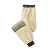 Pantalones Casuales de Algodón para Hombre de Invierno con Forro de Felpa, Talla Grande, Térmicos de Grafeno, Resistentes al Frío, Holgados, Rectos, Negros Dorados, Largos para Hombre