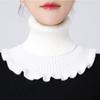 Pañuelo para la cabeza de color sólido para mujer, bufanda de otoño e invierno, versátil, cálida, elástica para el cuello, tejido de punto, cuello falso, cuello
